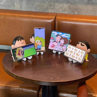 2025 New Crayon Shin chan Anime Lazy Phone Stand Mobile Stand Desktop Ornament Trendy Play Handmade Model Doll