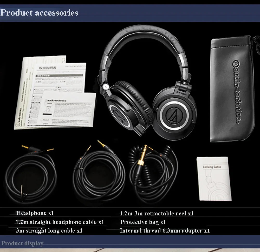 Audio-Technica ATH-M50x Professional Studio Monitor Headphones