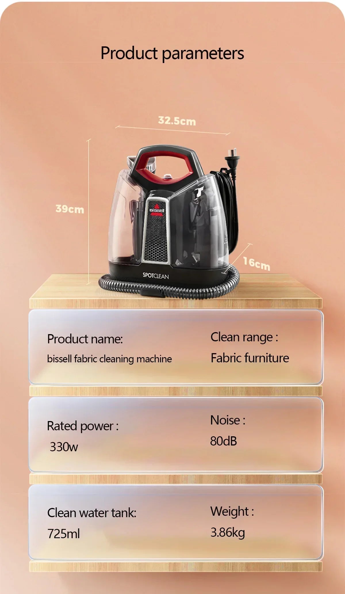 BISSELL SpotClean Handheld Steam Cleaner Sofa Carpet Curtain Car Vacuum Cleaner Spray Suction Integrated Machine Clean Machine