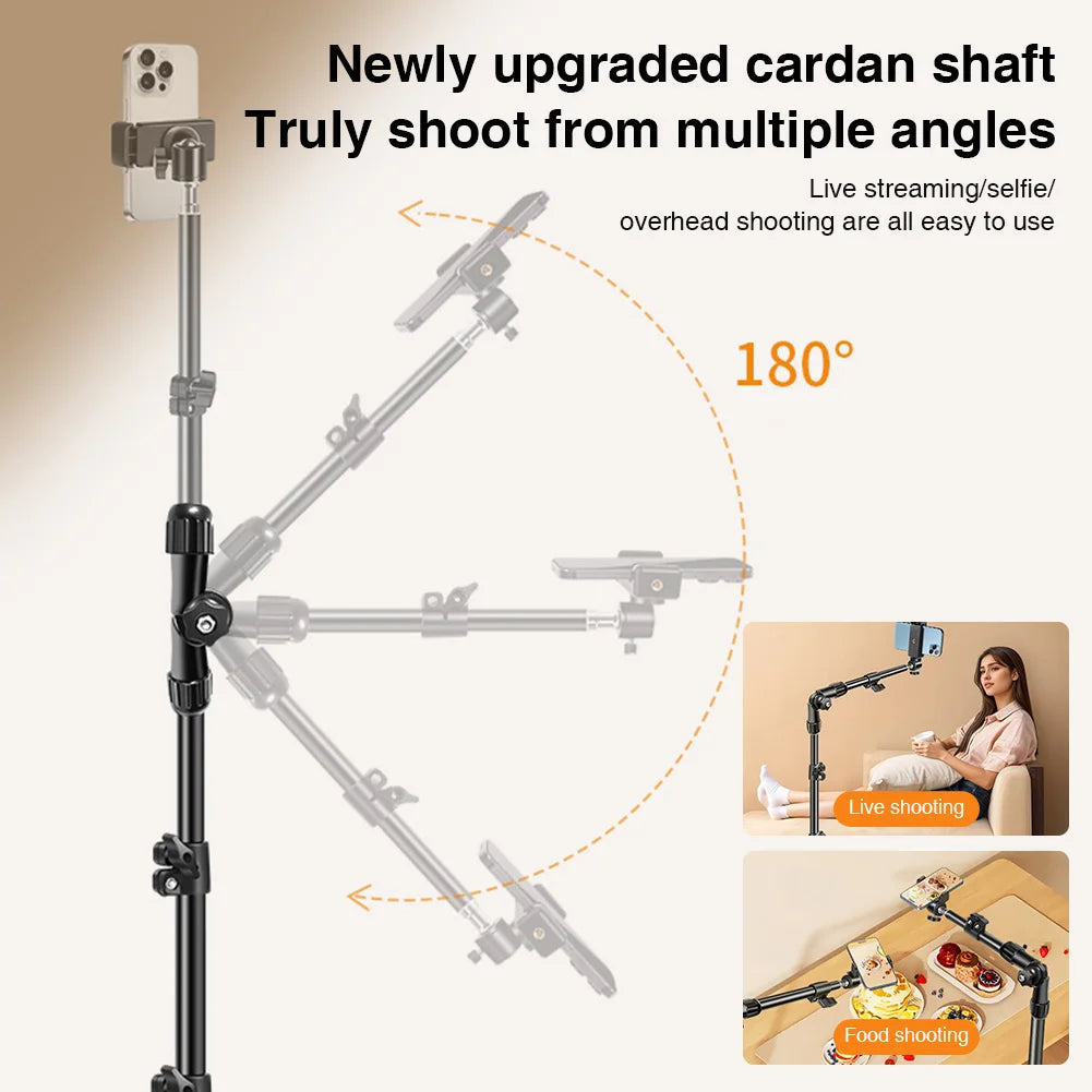 Phone Tripod Adjustable Horizontal Overhead Tripod Horizontal Stand for Video Recording