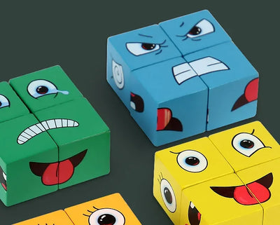 Kids Educational Toys Emotion Change Blocks Expressions Puzzles Children  Cube Games Early Learning Montessori Geometry Face