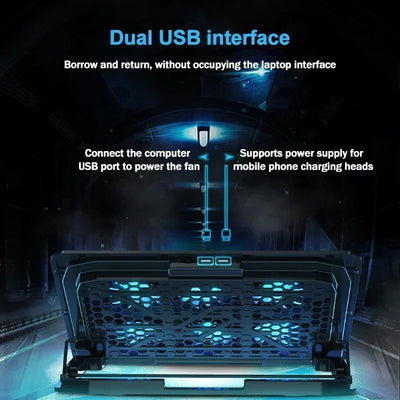 S6 Laptop Game 6 Cooling Fans Pad Compatible with 13-17.3 Inch Multi Heights Adjustable for Notebook Ultrabook Gamebook Macbook