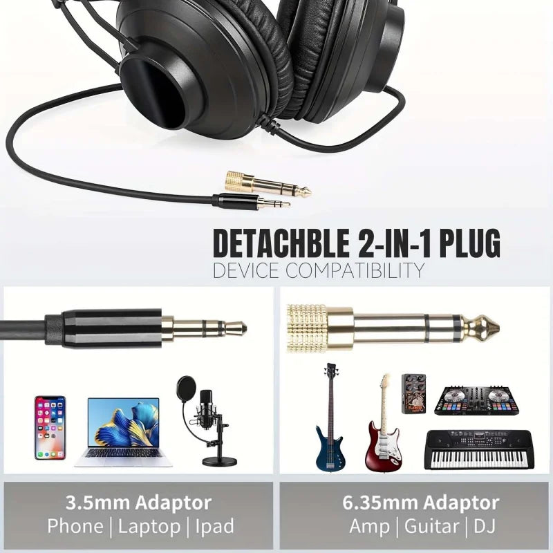 EYOUO Studio headphones with excellent sound quality, suitable recording, podcasting, DJing, and playing the keyboard.