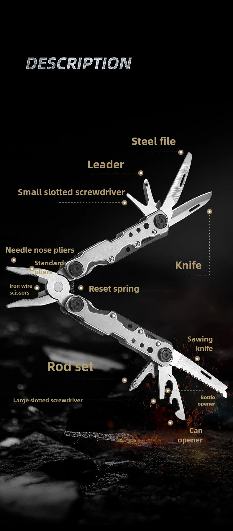 Multifunctional pliers mini tool pliers steel folding pliers multi-purpose knife pliers emergency outdoor home portable