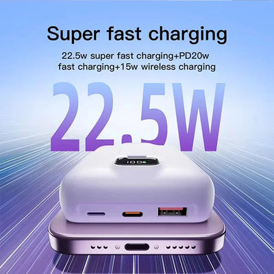 Portable Magnetic Wireless10000mAh Transparent Power Bank Supports PD20W 15W Charging Mobile Power Supply  for iPhone
