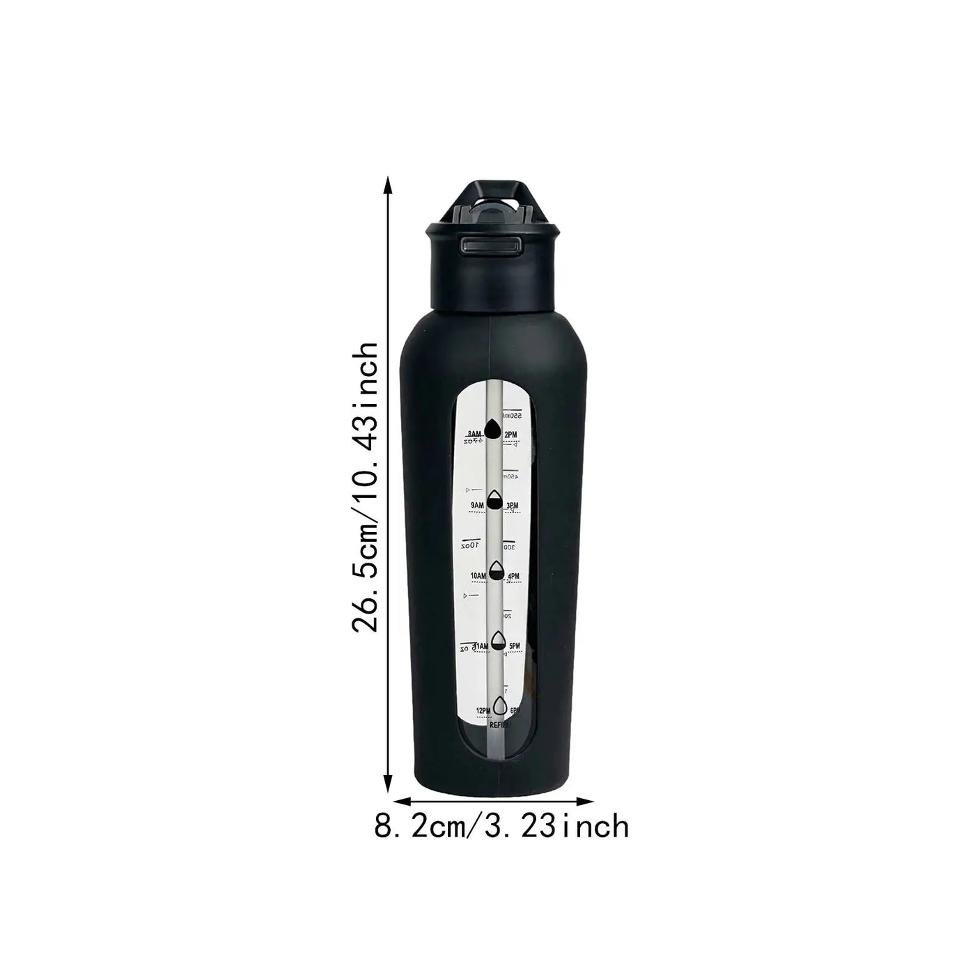 Glass Water Bottle with Silicone Sleeve Sports Bottle for Gym Travel Fitness