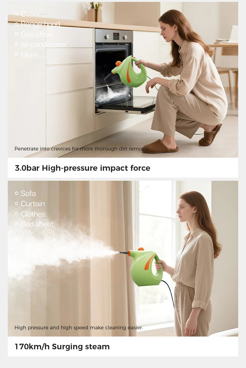 NEW Pressurized Handheld Steam Cleaner for Home, Portable Multi-purpose Deep Multi-surface Cleaning Steamer Machine