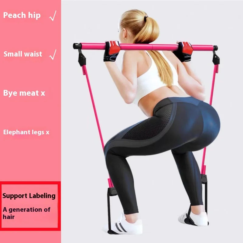 Adjustable Pilates Stick - Portable Fitness Bar with Resistance Bands