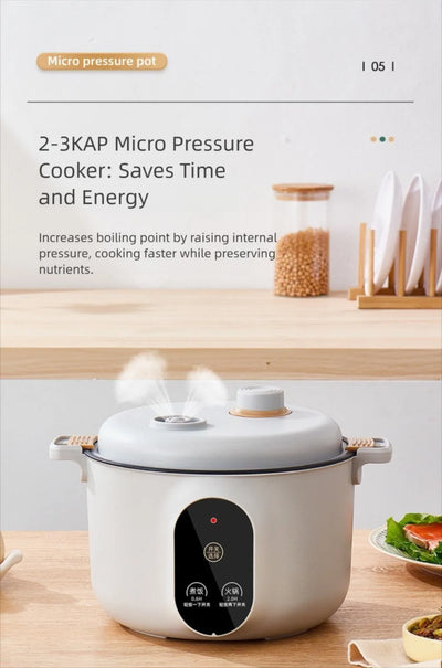 Easy 20cm Micro Pressure Cooker 2 L Non Stick Pressure Cooking Pot Quick Heating Anti-overflow Soup Stew Pot Household