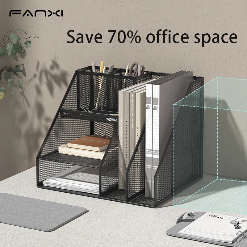 Desk Organizer, Office Supplies with 2 Paper Organizer