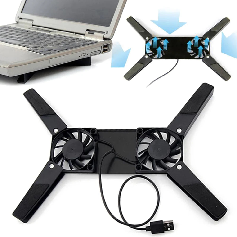 USB Powered Foldable Cooler Pad with Double 60mm Fans Laptop Stand Notebook Cooling Pad for Notebook Laptop PC Computer