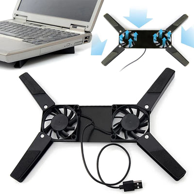 USB Powered Foldable Cooler Pad with Double 60mm Fans Laptop Stand Notebook Cooling Pad for Notebook Laptop PC Computer