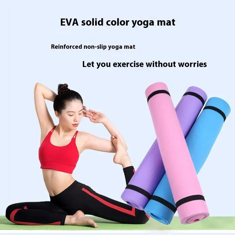 Yoga and Pilates Anti-slip 3MM Thick Exercise Mat, 1PC EVA Comfort Foam Fitness Mat for Gymnastics