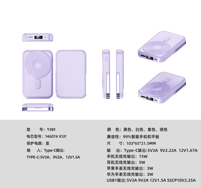 Portable 20000mAh Power Bank 22.5W Fast Charging Wireless Charging Station for iPhone & iWatch & Galaxy Watch for Phones Airpods