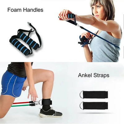 11-Piece Resistance Bands Set - Complete Home Gym Workout Kit