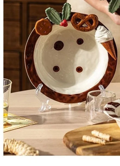 Portable Lightweight Home Essential  Girls Birthday Gift Dessert Fruit Plate Ceramic Breakfast Dish Sweet Style Salad Oatmeal