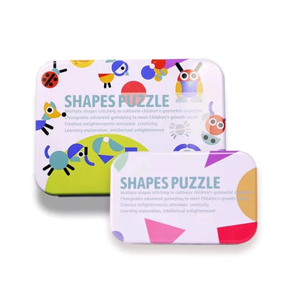 Montessori Development Toys, Open Ended Wooden Shape Puzzles for Toddlers 3+ Years Old,  Board Games Travel Toy Gift for Kids