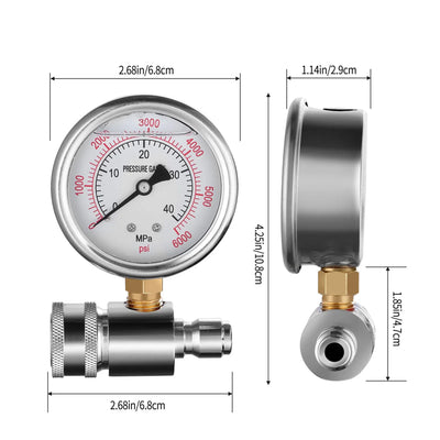 Pressure Washer Parts Accessories Pressure Washer Gauge 6000psi High Pressure 3/8in Quick Connect Parts Accessories