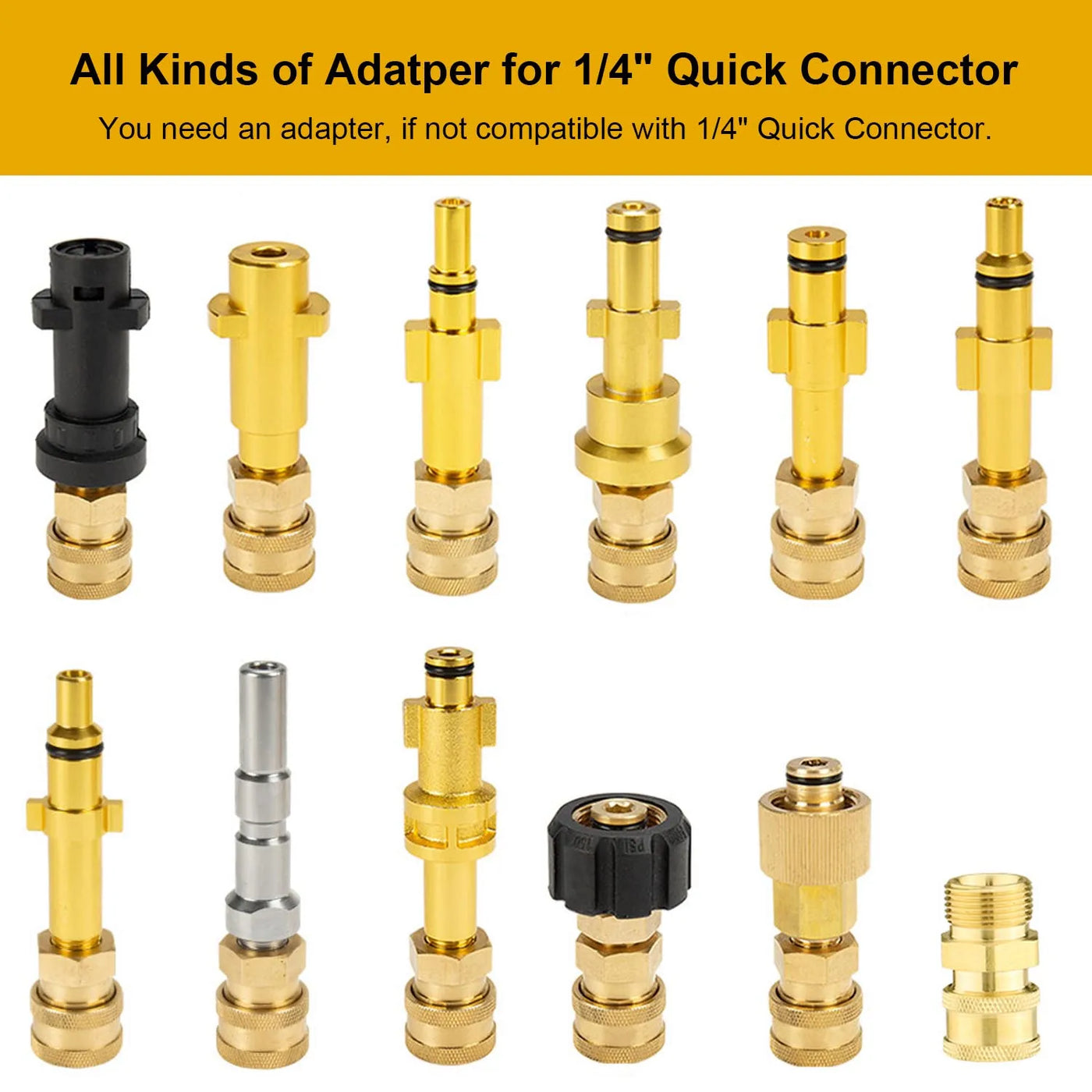 2500 PSI 13 Inch Pressure Washer Surface Ground Floor Cleaner Brush Water Broom for Karcher Lavor Anlu 1/4" Inch Quick Connector