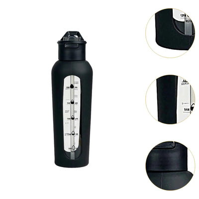 Glass Water Bottle with Silicone Sleeve Sports Bottle for Gym Travel Fitness