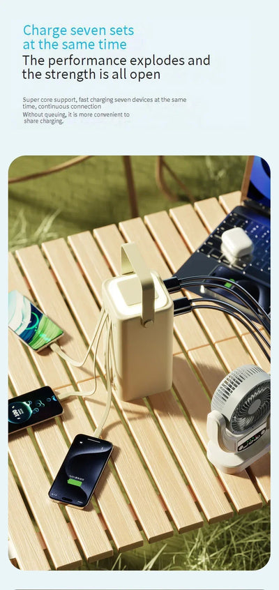 Portable Outdoor Emergency Power Banks Smartphone Backup Power 160000mAh Built-in Cable Powerbank Camping Light Portable Charger