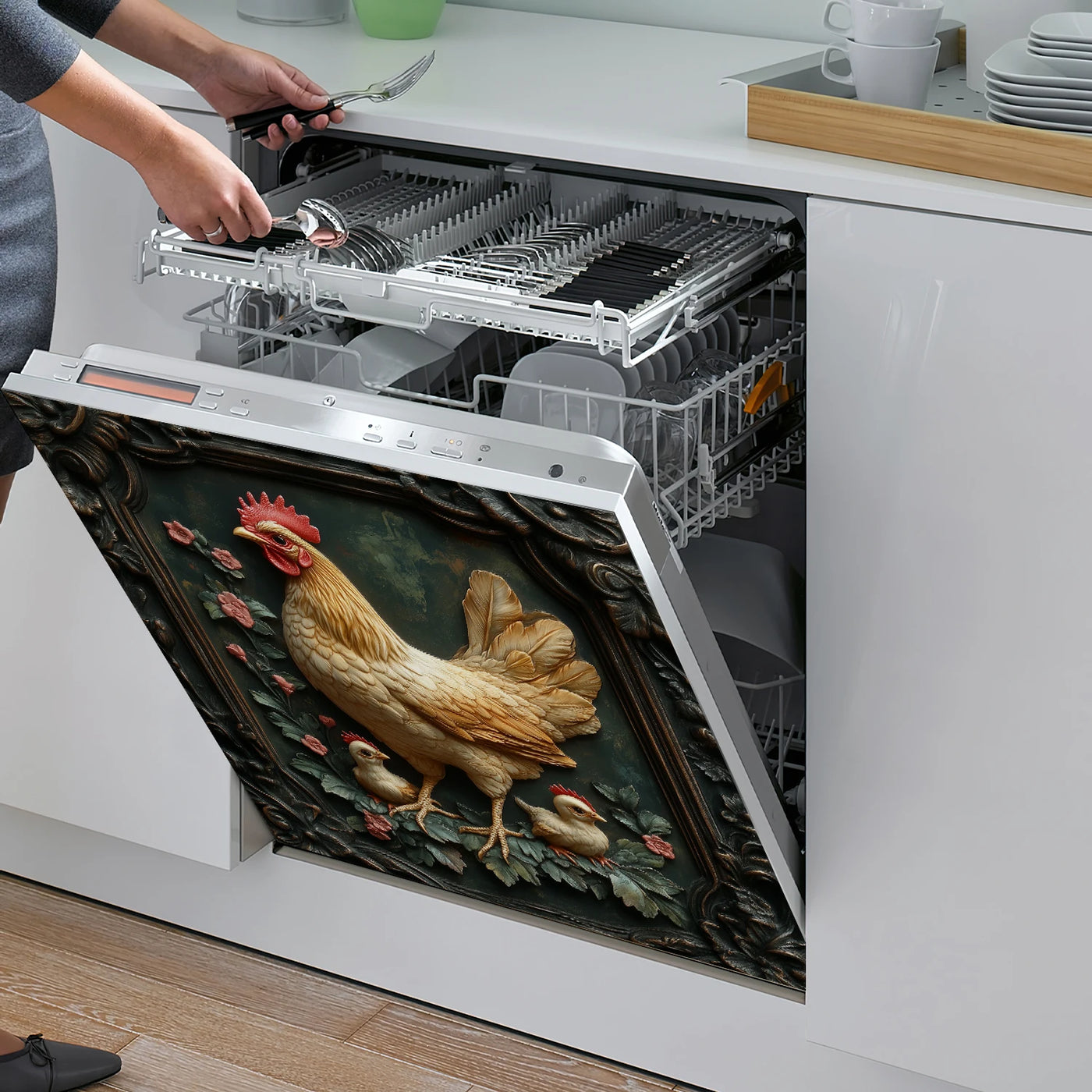 Easy-Clean Magnetic Dishwasher Door Cover - No Glue Needed, Perfect for Kitchen Decor & Stainless Steel Panels, 23.03x25.59 inch