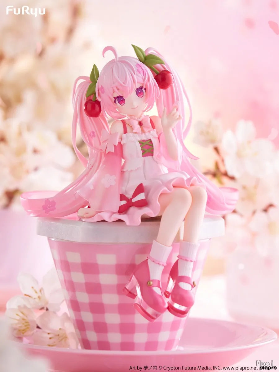 2025 New Sakura Miku Anime Toy Cute Hatsune Miku Pretty Girl Sitting Style Figurine Model Collection Toy Gifts