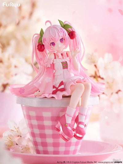 2025 New Sakura Miku Anime Toy Cute Hatsune Miku Pretty Girl Sitting Style Figurine Model Collection Toy Gifts
