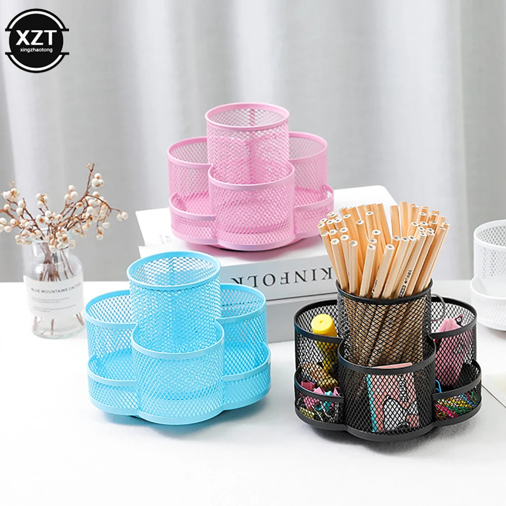 New Home Office Large Capacity Art Supply Space Saving 360 Degree Rotating 7 Compartments Pencil Holder Desk Organizer Workspace