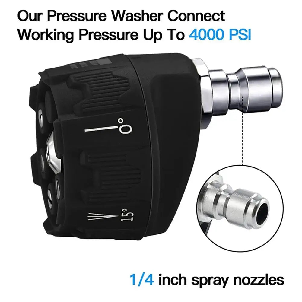 Pressure Washer Nozzle 6in1 Universal 4000Psi High Pressure Washer Spray Nozzle Garden Cleaning Pressure Jet Connect Spray Head
