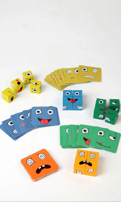 Kids Educational Toys Emotion Change Blocks Expressions Puzzles Children  Cube Games Early Learning Montessori Geometry Face