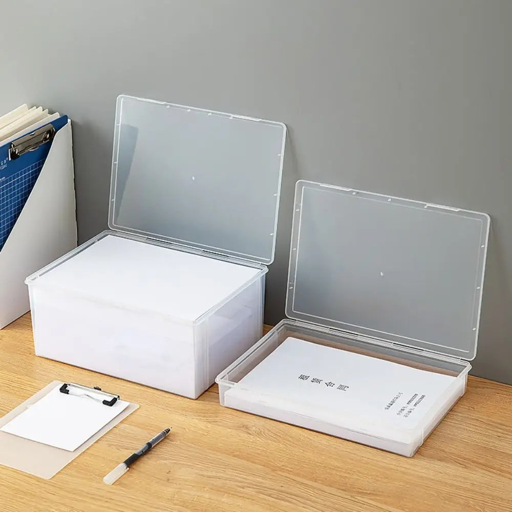 Home Office Supplies Storage Box Multifunctional Desktop Large Capacity A4 Paper Transparent Plastic Organizer Box