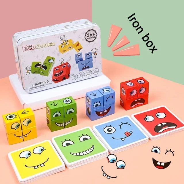Kids Educational Toys Emotion Change Blocks Expressions Puzzles Children  Cube Games Early Learning Montessori Geometry Face