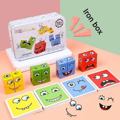 Kids Educational Toys Emotion Change Blocks Expressions Puzzles Children  Cube Games Early Learning Montessori Geometry Face