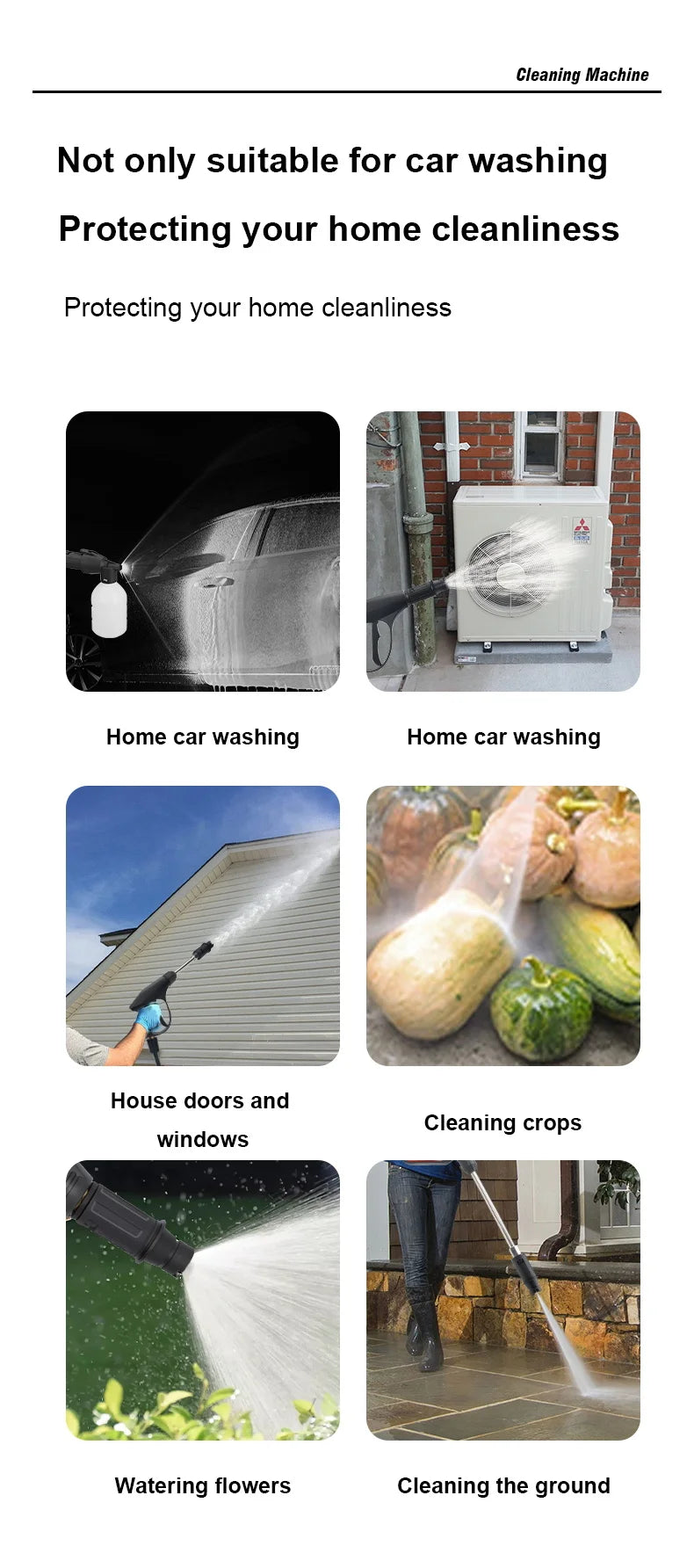 1000W 200BAR High Pressure Washer Household Cleaner Water Pressure Machine Water Gun Cleaning for Cars AC Units Home Windows