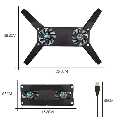 1PCS Air-cooling Laptop Cooler Laptop Cooling Pad USB Powered Cooling Dock Bracket Stand Dual Fan for PC Fan Gaming Accessory