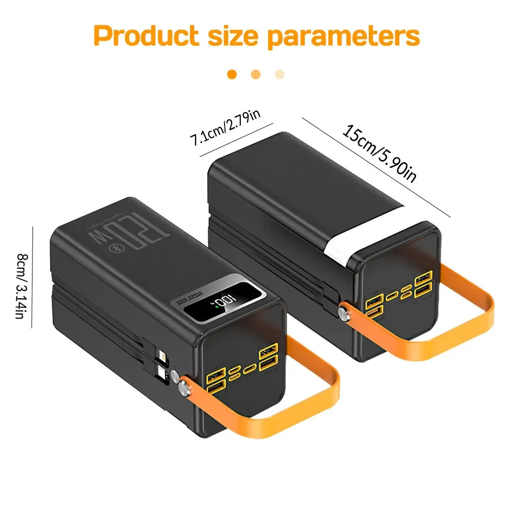 Portable Power Bank 120W 80000mAH Super Fast Charger Large Capacity External Battery Supports Simultaneous Charging of 7 Devices