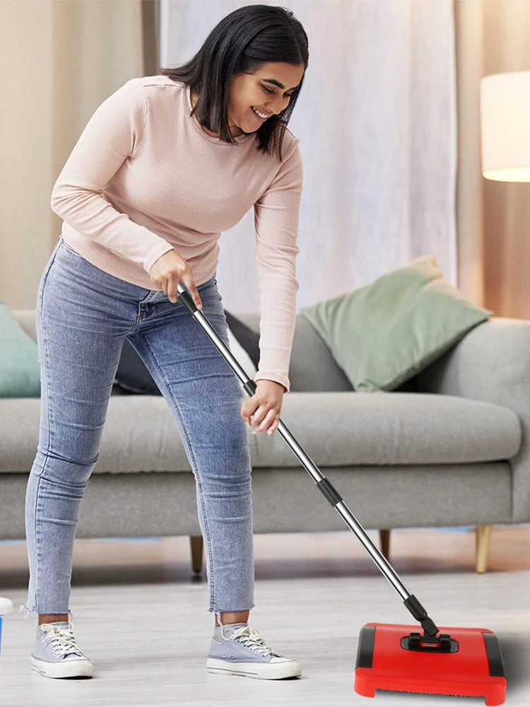 Carpet Floor Sweeper Hand Push Automatic Broom Cleaner for Home Office Rugs Pet Hair Dust Scraps Paper Cleaning