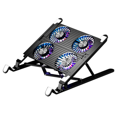 Laptop Cooling Pad with 2/4 Fans Foldable Laptop Cooling Fan RGB Silent Portable Laptop Holder 7 Height for 11-17.3 Inch Laptops