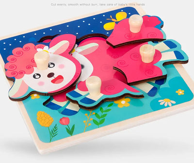 Baby Toys Montessori Wooden Puzzles Children Toys Hand Grab Board Animals Cognition Educational Learning Toys For Kids 1-3 Years