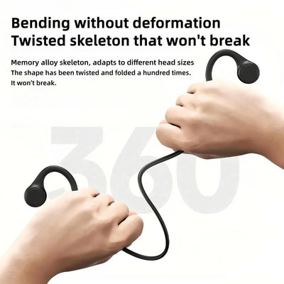 Bone Conduction Headphones, Open-Ear Wireless Bluetooth Workout Headphones with Microphones, Earphones for Sports, Running, Gym