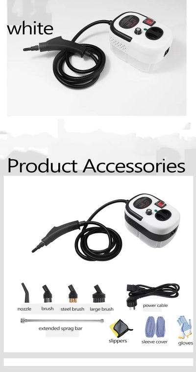 Steam cleaner, 3-level adjustable handle, 15-year heating element, 1.2-liter tank, portable steam cleaner for cleaning with 12 a