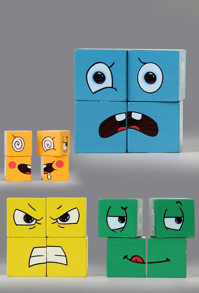 Kids Educational Toys Emotion Change Blocks Expressions Puzzles Children  Cube Games Early Learning Montessori Geometry Face