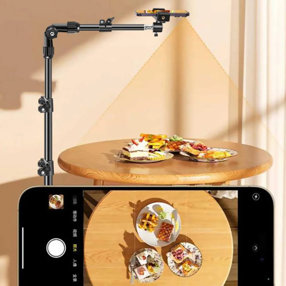 Phone Tripod Adjustable Horizontal Overhead Tripod Horizontal Stand for Video Recording