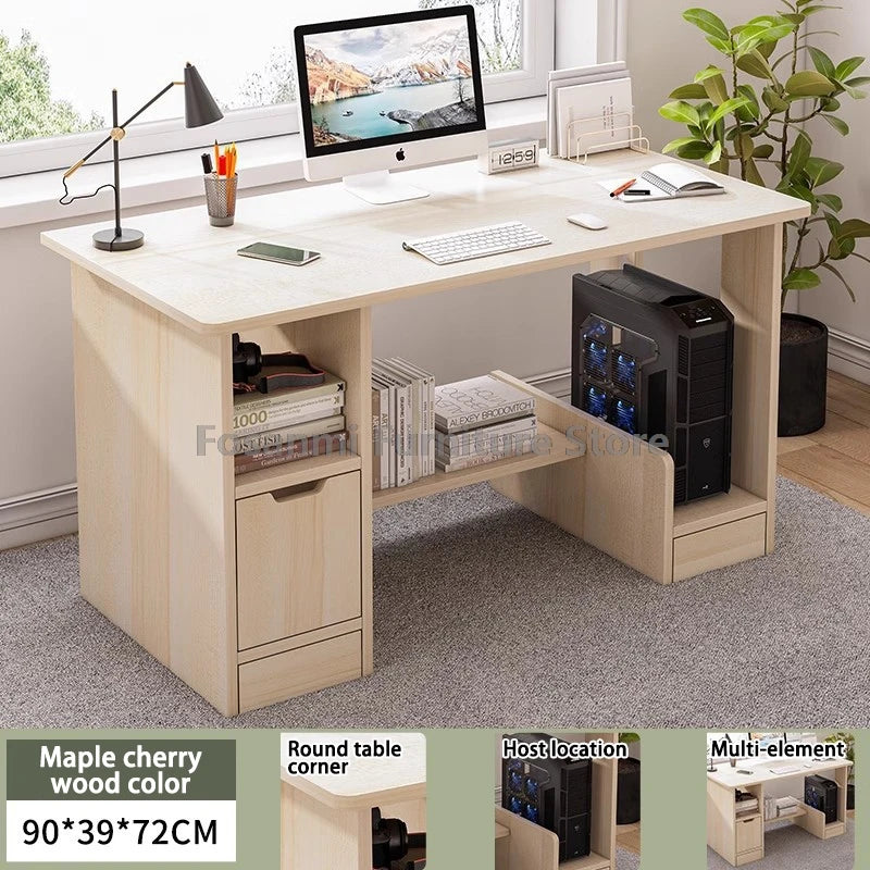 Modern Office All-in-One Desk with Storage Drawers and Shelf Home Gaming Writing Computer Table PC Gamer Desks Table for Bedroom