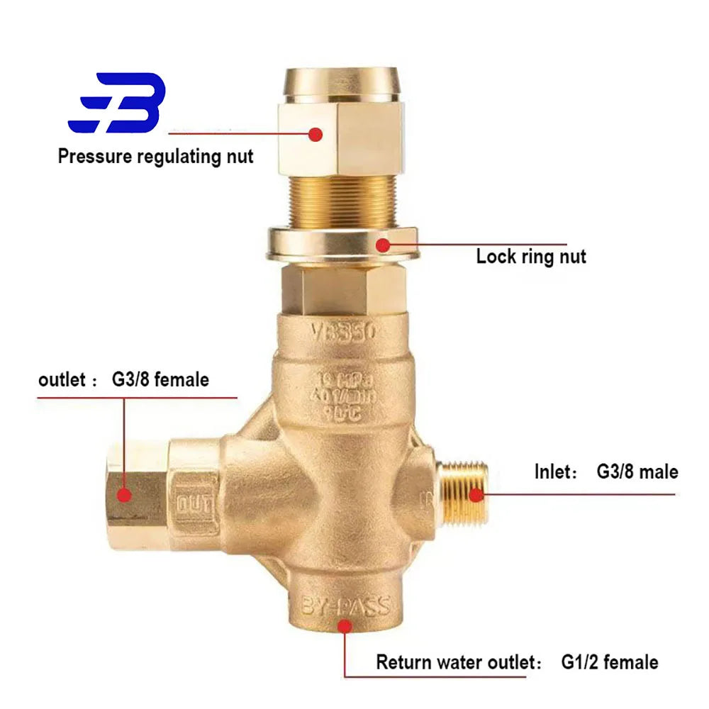 350 Bar 40lpm high pressure Washer Parts triple plunger pump regulating valve regulator unloader Bypass Unloader Valve