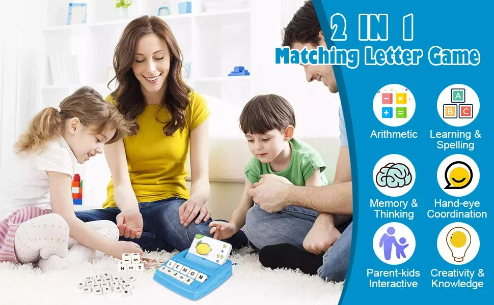 Educational Toys Learning Games for Kids 2 in 1 Matching Letter Spelling Number Cognition Early Math Game for Boys Girls Gifts