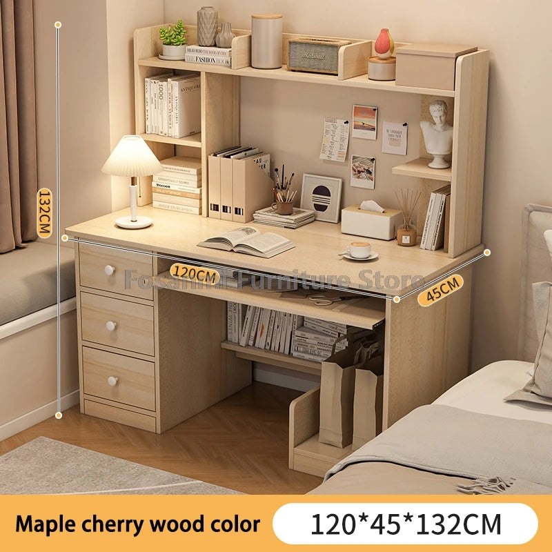 Modern Office All-in-One Desk with Storage Drawers and Shelf Home Gaming Writing Computer Table PC Gamer Desks Table for Bedroom