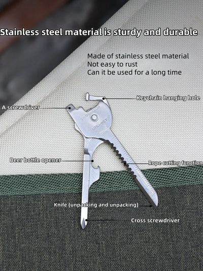Outdoor multifunctional keychain multifunctional tool 6-in-1 folding mini knife hardware tool creativity