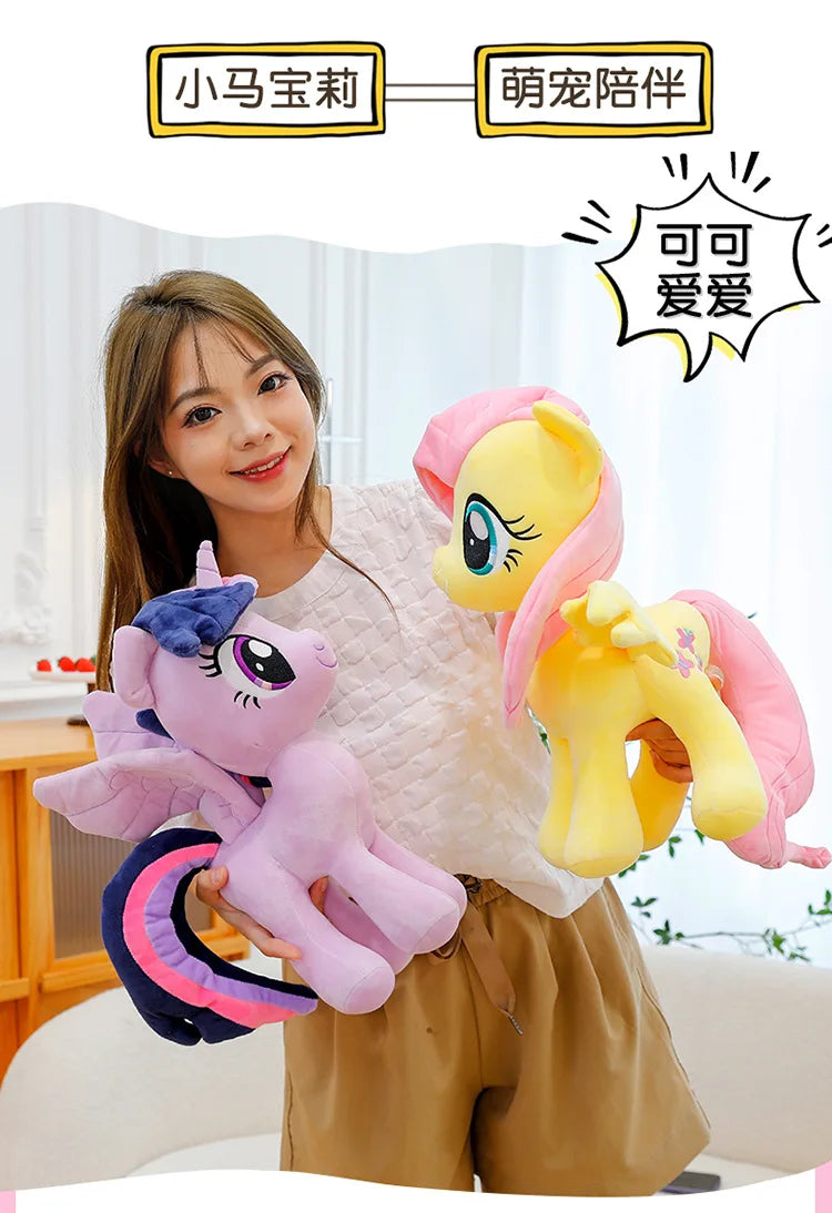 New My Little Pony Plush Doll Anime Twilight Sparkle Fluttershy Pinkie Pie Cartoon Soft Ornament Birthday Kawaii Toy Kid Gift